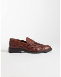 ASOS - Geweven Leren Penny Loafers - Lyst