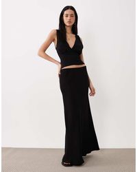 ASOS - Linen Blend Low Rise Maxi Skirt - Lyst