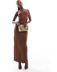 ASOS - Co-ord Set Shirred Textured Bandeau Top And Column Maxi Skirt - Lyst