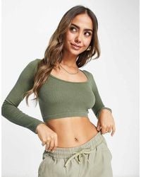 Stradivarius - Seamless Scoop Neck Crop Top - Lyst