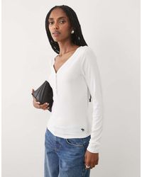 Abercrombie & Fitch - Long Sleeve Ribbed Henley Top - Lyst