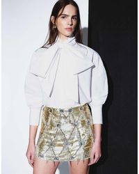 ASOS - Camicia Bianca Con Fiocco Grande Al Collo - Lyst