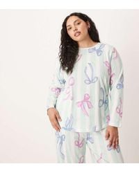 ASOS - Asos Design Curve Christmas Bow Long Sleeve Top & Pants Pajama Set - Lyst