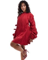 ASOS - Structu Satin Crinkle Tie Detail Cocoon Sleeve Mini Dress - Lyst