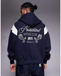 Prohibited - Sweat à capuche zippé à logo et imprimé au dos - Lyst