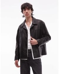 AllSaints - Bradwell Button Up Leather Jacket - Lyst