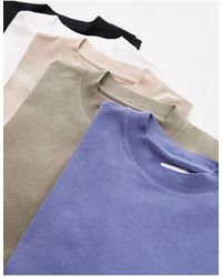 TOPMAN - Confezione da 5 t-shirt oversize nera, bianca, blu, kaki e pietra - Lyst
