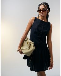 ASOS - Slash Neck Button-down Dropped Waist Mini Sundress - Lyst