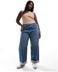 ASOS - Asos design curve - jean ample avec ourlet à large revers - moyen - Lyst