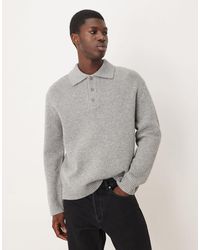 ARKET - Pull texturé en pure laine avec col polo - chiné - Lyst