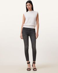 AllSaints - Vaqueros Negro Con Diseño Realzador Miller De - Lyst
