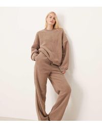 ASOS - Asos Design Tall Lounge Cuddle Crew Neck Sweat & Wide Leg Trouser Set - Lyst