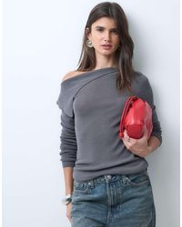 ASOS - Fine Knit Off The Shoulder Ruched Top - Lyst