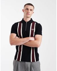 Fred Perry - Tramline - polo à col zippé avec rayures et logo - Lyst