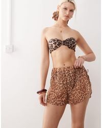 Reclaimed (vintage) - Pull On Sheer Beach Shorts With Tie Sides - Lyst
