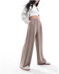 Abercrombie & Fitch - Sloane - pantaloni sartoriali a vita alta color talpa - Lyst