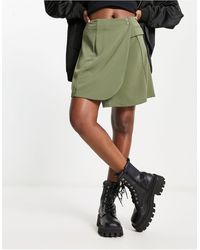 Vila - Wrap Style Mini Skirt With Button Detail - Lyst