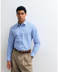 ASOS - Regular-Fit Net Poplin Overhemd Met Strepen - Lyst