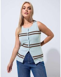 Yours Clothing - Stripe Flare Hem Waistcoat - Lyst