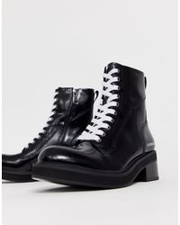 calvin klein sharla black heeled lace up ankle boots