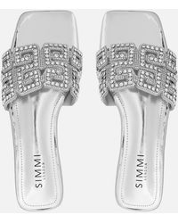 SIMMI - Rania Mirror Diamante Patterned Flats Sandals - Lyst