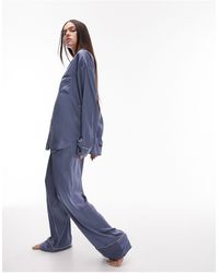 TOPSHOP - Satin Piped Pyjama Shirt And Trouser - Lyst