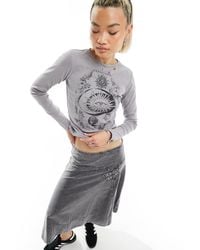 Reclaimed (vintage) - Celestial Graphic Long Sleeve Baby Tee - Lyst