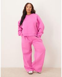 ASOS - Asos Design Curve Wide Leg Brushback Jogger - Lyst