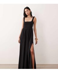 ASOS - Asos Design Tall Selina Beach Shirred Maxi Dress - Lyst