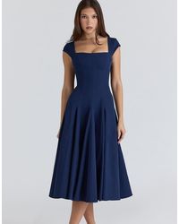 House Of Cb - Raisa Lace Back Twill Midi Dress - Lyst