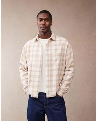 ASOS - Camisa Beis A Cuadros De Corte Cuadrado Extragrande Estilo Años 90 De Tejido Texturizado De -Neutro - Lyst