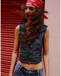 Bershka - Button-up Denim Gilet - Lyst