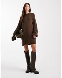 ASOS - Knitted Oversized Jumper Dress With Balloon Sleeve - Lyst