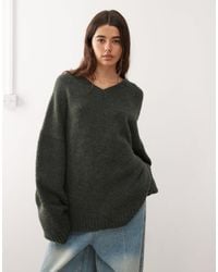 Weekday - Wool Blend Super Oversized V Neck Jumper - Lyst