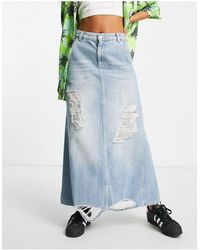 Reclaimed (vintage) - Jupe longue en jean avec déchirures - Lyst