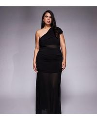 Forever New - Forever New Plus One Shoulder Mesh Waist Panel Sheer Skirt Maxi Dress - Lyst