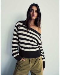 Bershka - Asymmetric Rustic Stripe Jumper - Lyst