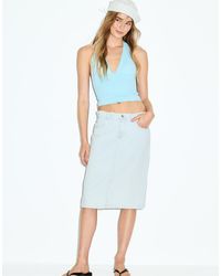 Stradivarius - Reworked Denim Midi Skirt - Lyst