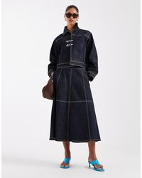 JJXX - Contrast Stitch Denim Midaxi Skirt - Lyst
