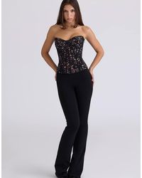 House Of Cb - Solaine Floral Lace Boned Corset Top - Lyst