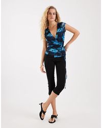 JJXX - Mesh Wrap Top With Floral Print - Lyst