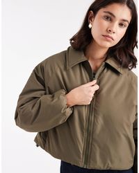 Brave Soul - Short Padded Bomber Jacket With Collar - Lyst