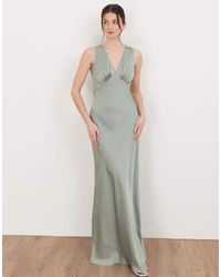 Maya - Sleeveless V Neck Satin Maxi Dress - Lyst