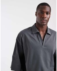 ASOS - Heavyweight Boxy Oversized Polo With Half Sleeve - Lyst