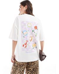 ASOS - T-shirt pesante vestibilità boyfriend color crema con stampa "sunday dinner" sulla schiena - Lyst