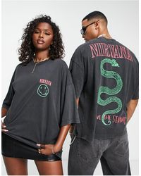 ASOS Unisex Oversized T-shirt With Nirvana Print - Black