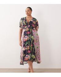 Hope & Ivy Plus - Wrap Bust Midi Tea Dress - Lyst