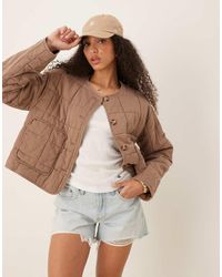 ASOS - Chaqueta Corta Marrón Grisáceo Guateada Sin Solapas De - Lyst