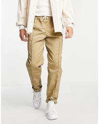 Jack & Jones Intelligence Trouser With Drawstring Waist And Front Seam - Natural