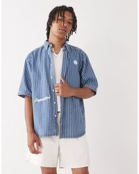 Aape By A Bathing Ape - Aape By A Bathing Ape Loose Fit Striped Denim Short Sleeve Shirt - Lyst